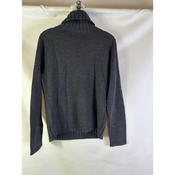 Vintage 90s Merino Wool Cable Knit Fisherman Turtleneck Sweater - Picture 7 of 8
